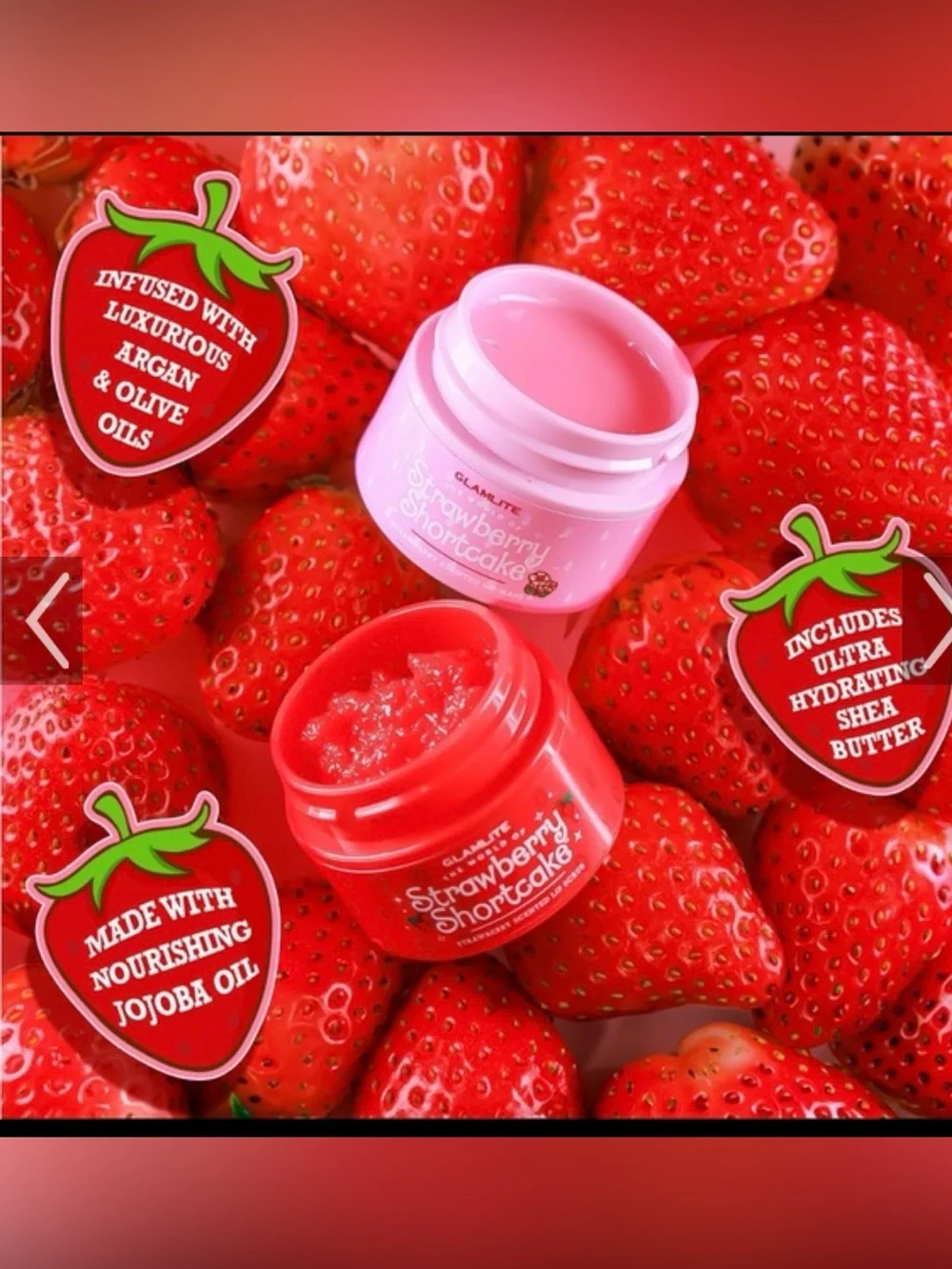 Glamlite Strawberry Shortcake Lip Care Duo Scrub & Mask - Limited Edition - NEW